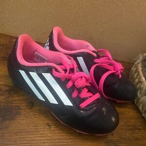 Adidas Girls Conquisto Soccer Cleats Size 13.5 Black Pink Sports Shoes